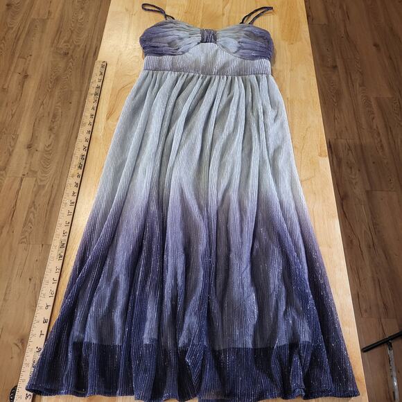 Traffic People Dresses & Skirts - Traffic People Purple Metallic Ombre Sleeveless Empire Stretch Tea Length S